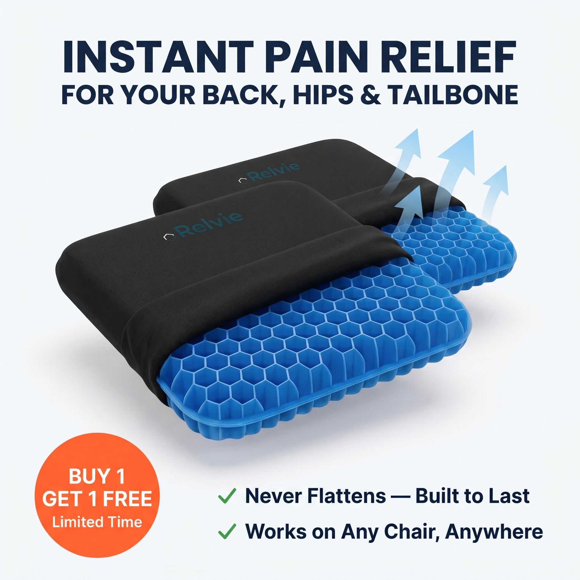 Relvie HoneyCore gel cushion, buy one get one free, two cushions