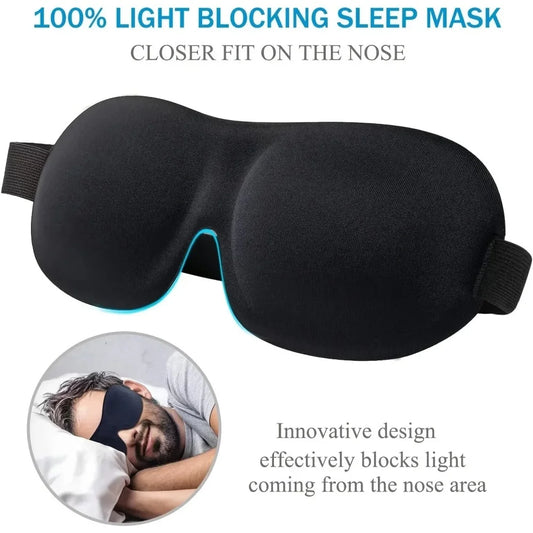 Black contoured Relvie sleep eye mask with shaped nose area