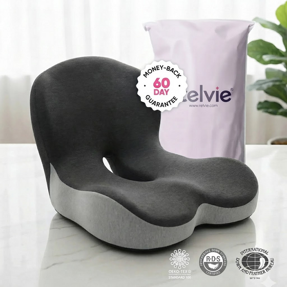 Relvie U-Cutout memory-foam cushion with integrated raised back and rear seat opening