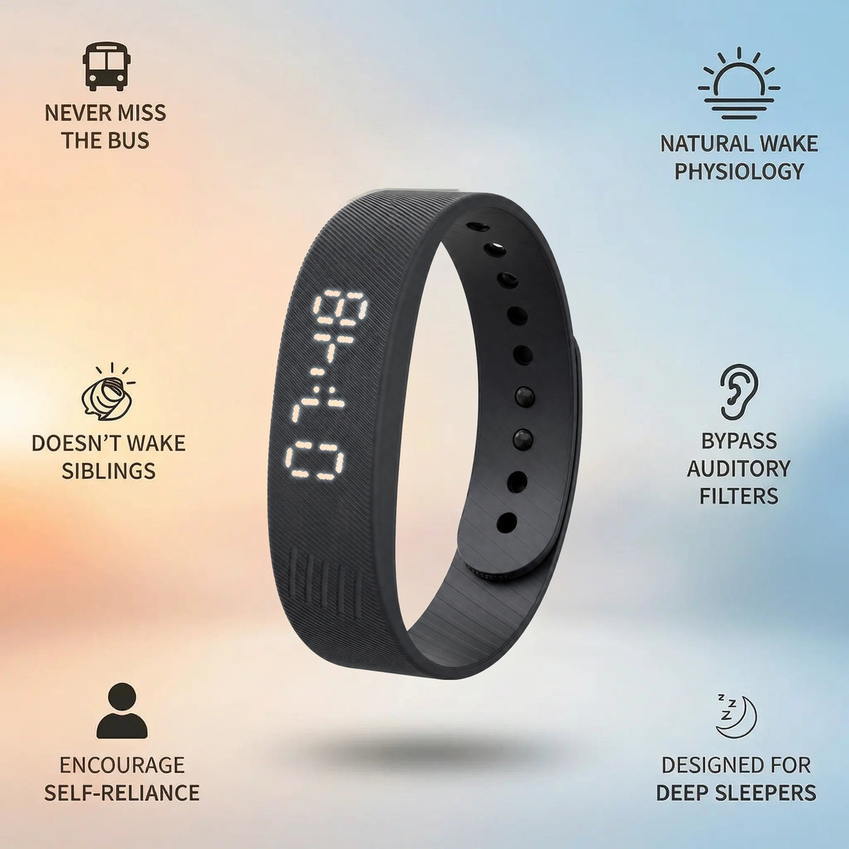 Relvie Wake Up Band with lit time display