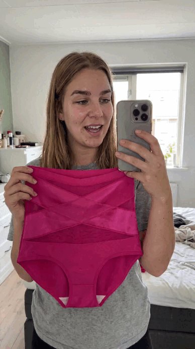 Real customer with the fuchsia Relvie Sculpt Brief